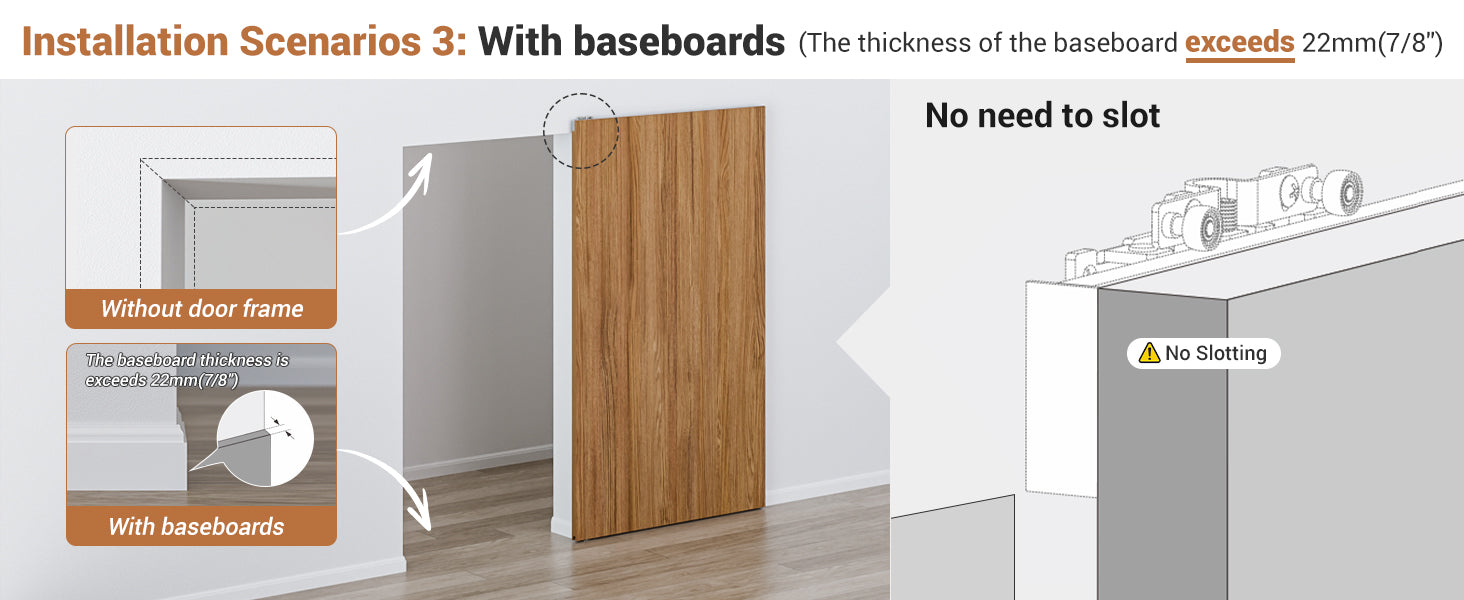 Concealed Sliding Barn Door Hardware with Soft Close Mechanism, Trackless Sliding Door Kit, Aluminum Hidden Track for Interior Wooden Door (Door is Not Included)