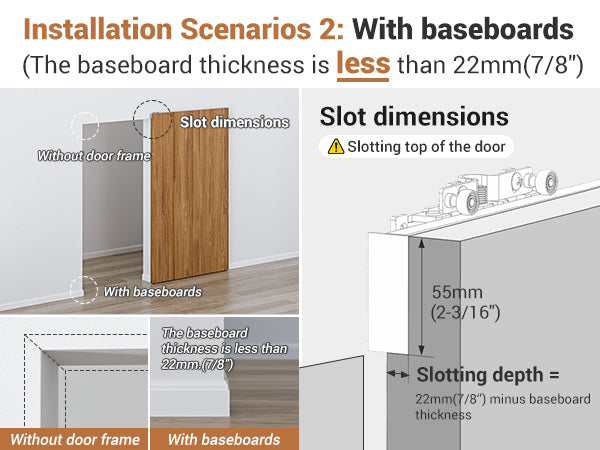 Concealed Sliding Barn Door Hardware with Soft Close Mechanism, Trackless Sliding Door Kit, Aluminum Hidden Track for Interior Wooden Door (Door is Not Included)