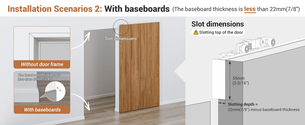 Concealed Sliding Barn Door Hardware with Soft Close Mechanism, Trackless Sliding Door Kit, Aluminum Hidden Track for Interior Wooden Door (Door is Not Included)