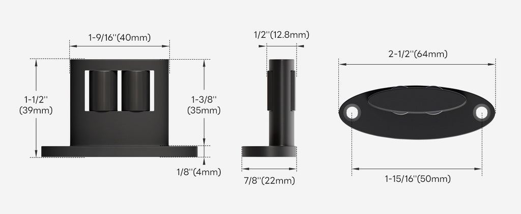 2Pack Sliding Barn Door Bottom Floor Guide, Double-Sided Roller Design, Aluminum Alloy with Smooth Roller, Sliding Door Guides Floor Mount, Black