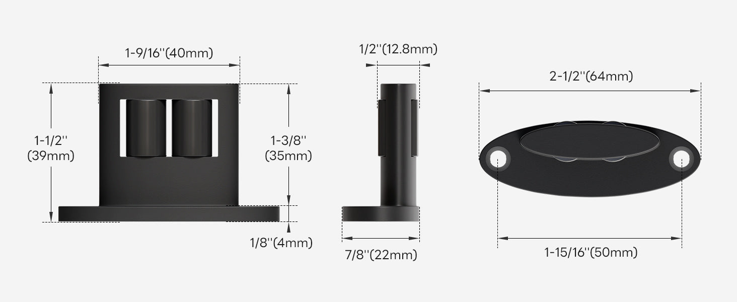 2Pack Sliding Barn Door Bottom Floor Guide, Double-Sided Roller Design, Aluminum Alloy with Smooth Roller, Sliding Door Guides Floor Mount, Black