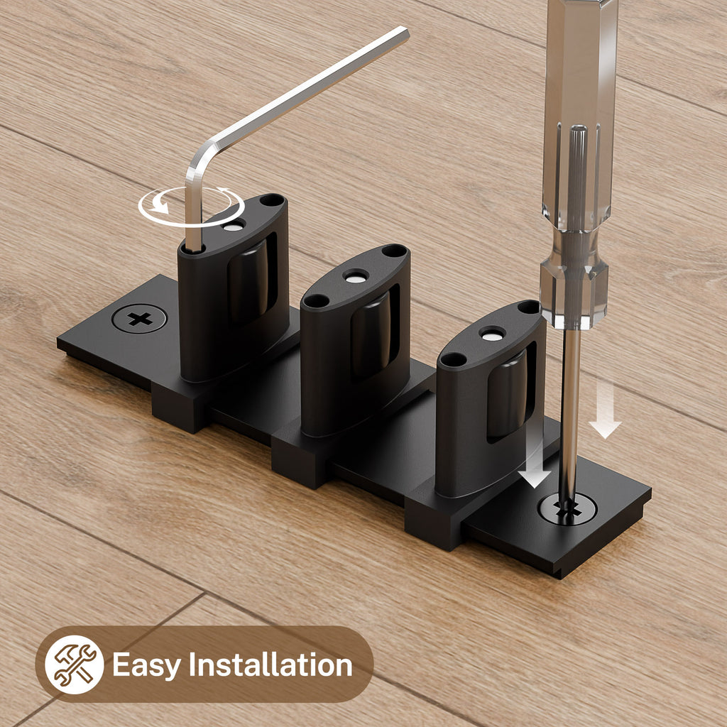 Sliding Closet Door Floor Guide, Sliding Door Guides Floor Mount for Double Bypass Door, Update Adjustable 3-Roller Design