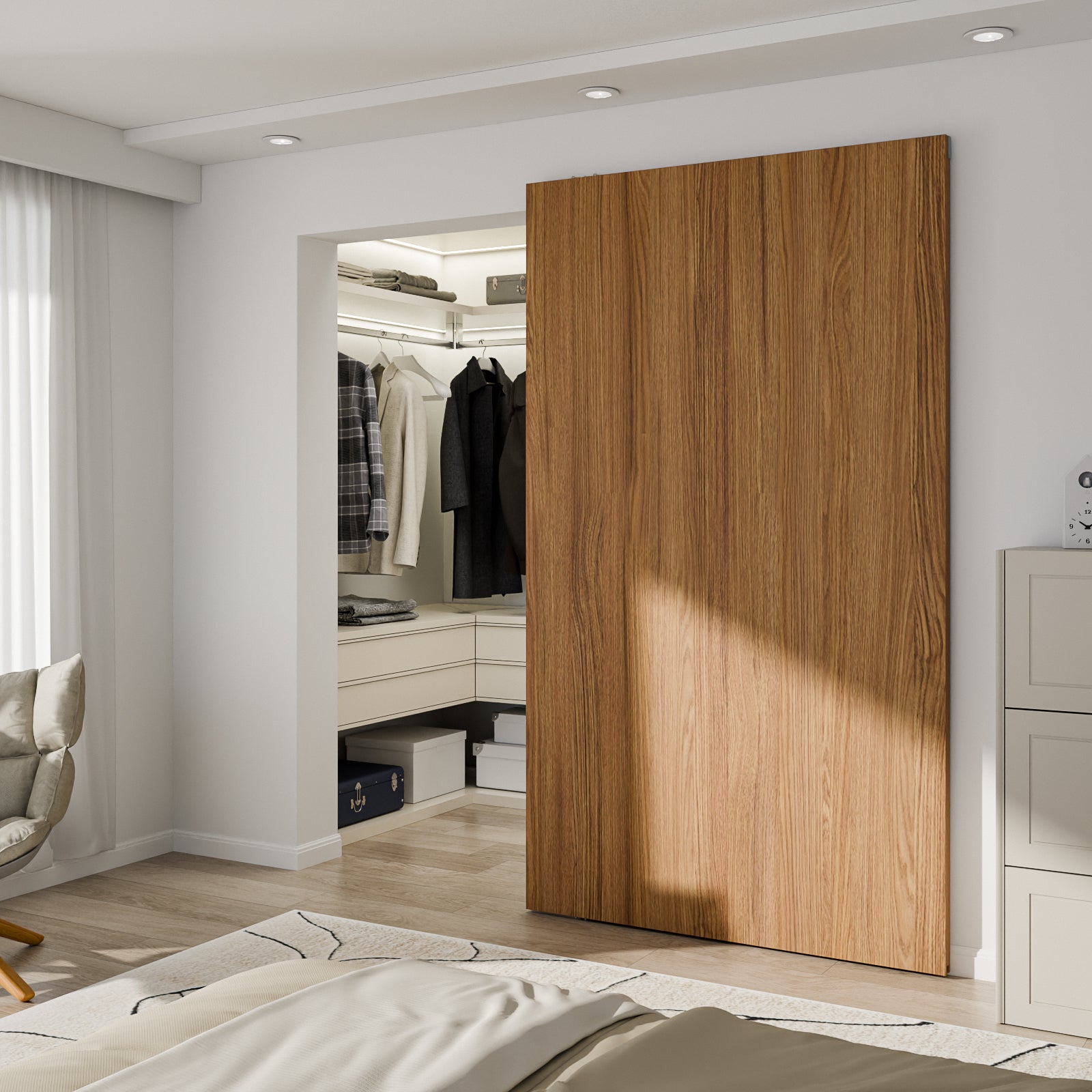 Concealed Sliding Barn Door Hardware with Soft Close Mechanism, Trackless Sliding Door Kit, Aluminum Hidden Track for Interior Wooden Door (Door is Not Included)
