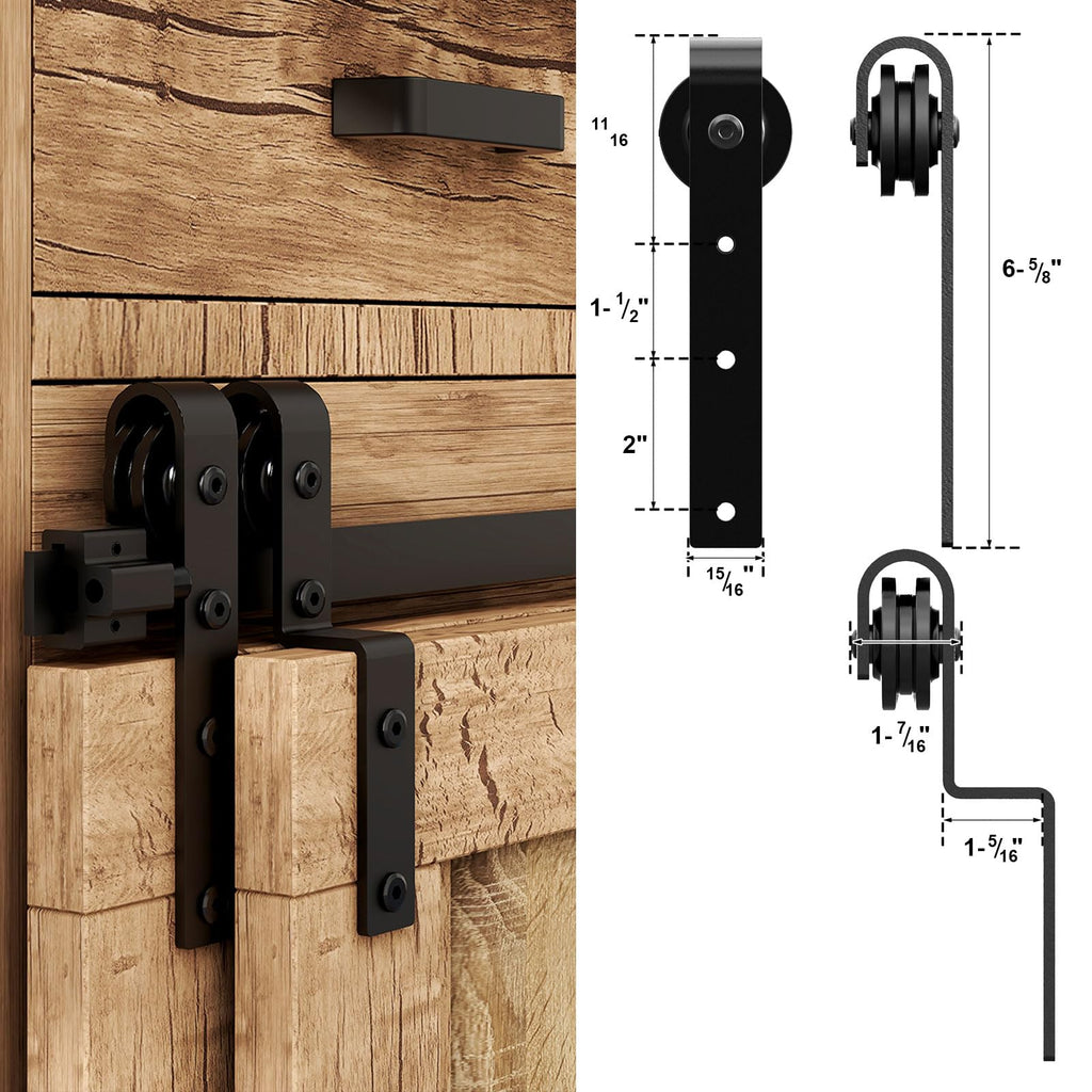 8FT Bypass Mini Barn Door Hardware Kit, Double Super Mini Sliding Barn Door Roller Set, Apply for Storage Window TV Stand Closet(No Cabinet)