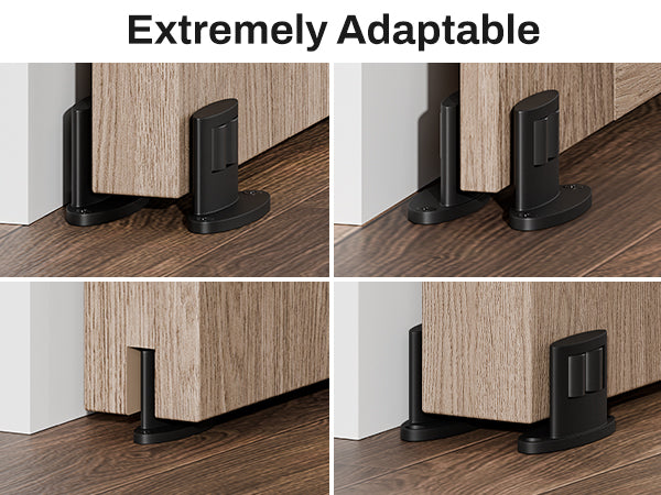 2Pack Sliding Barn Door Bottom Floor Guide, Double-Sided Roller Design, Aluminum Alloy with Smooth Roller, Sliding Door Guides Floor Mount, Black