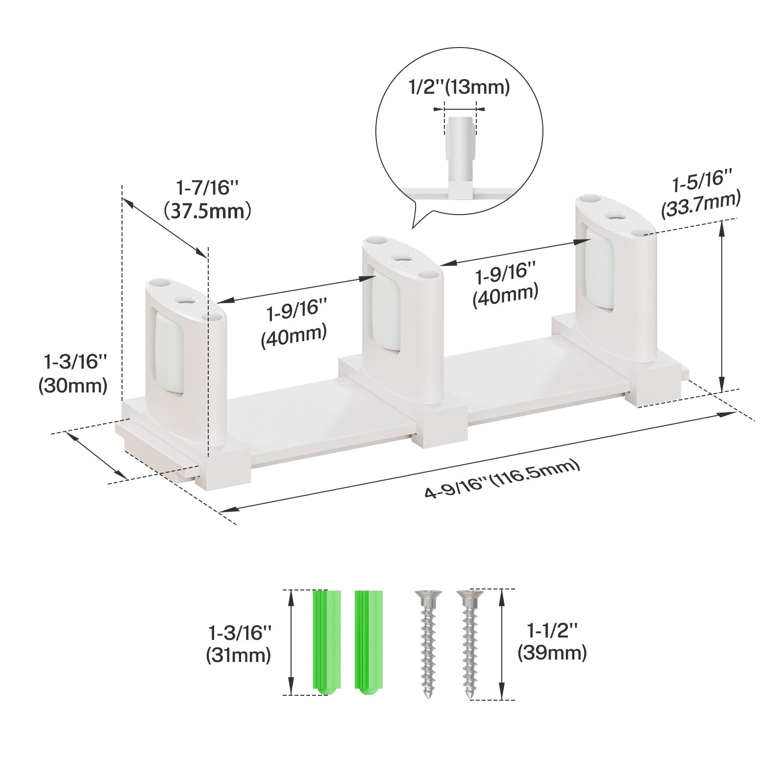 Sliding Closet Door Floor Guide, Sliding Door Guides Floor Mount for Double Bypass Door, Update Adjustable 3-Roller Design