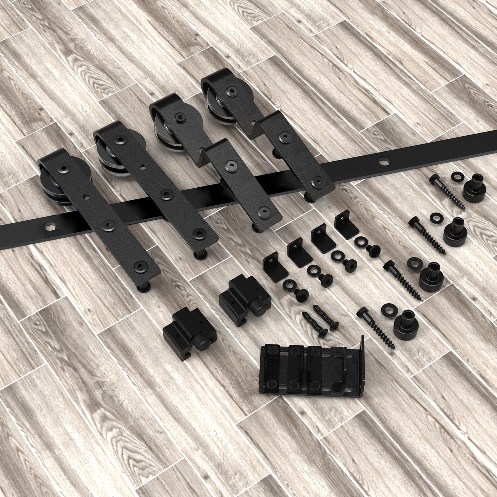 4.5FT Bypass Mini Barn Door Hardware Kit, Double Super Mini Sliding Barn Door Roller Set, Apply for Storage Window TV Stand Closet(No Cabinet)