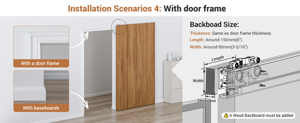 Concealed Sliding Barn Door Hardware with Soft Close Mechanism, Trackless Sliding Door Kit, Aluminum Hidden Track for Interior Wooden Door (Door is Not Included)