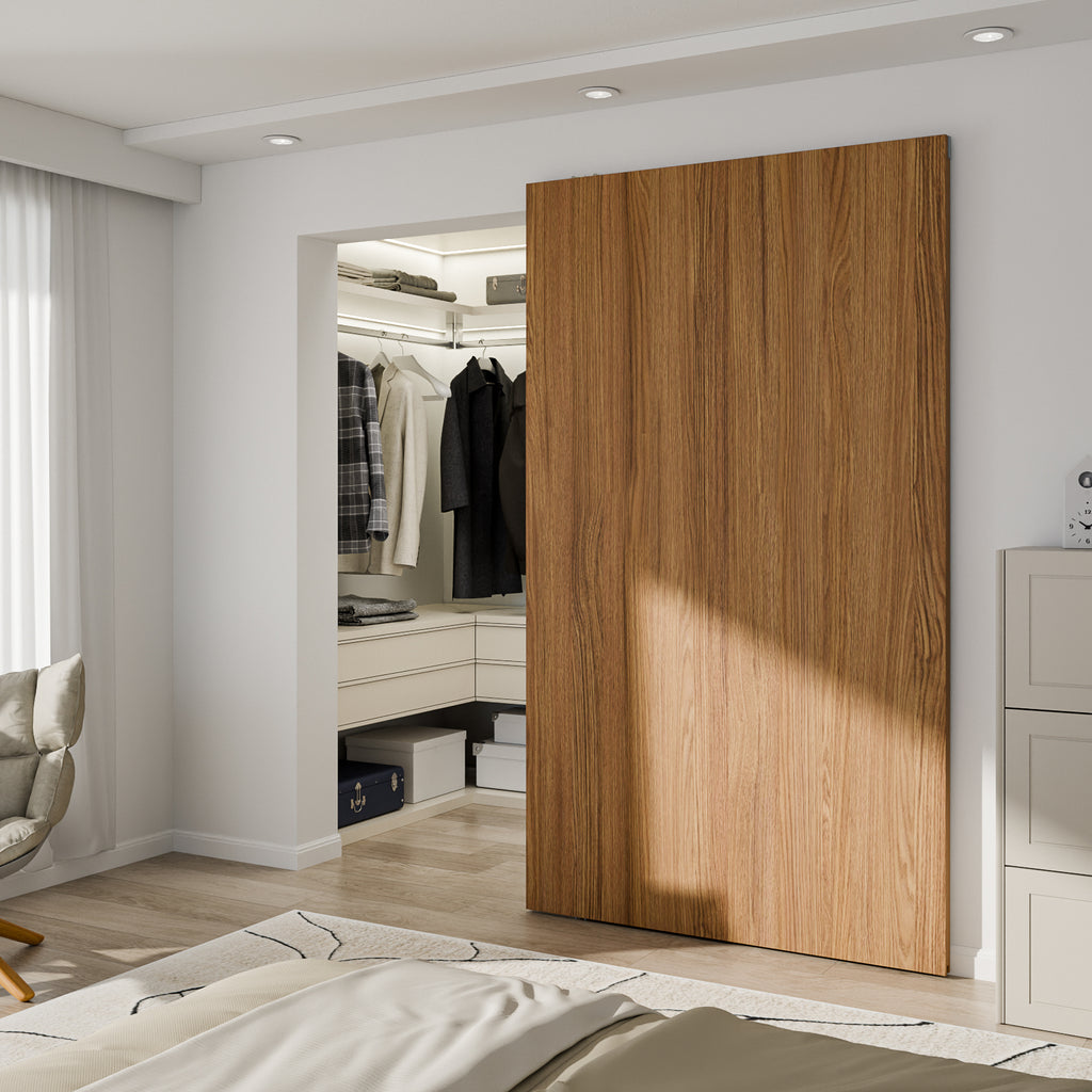Concealed Sliding Barn Door Hardware with Soft Close Mechanism, Trackless Sliding Door Kit, Aluminum Hidden Track for Interior Wooden Door (Door is Not Included)
