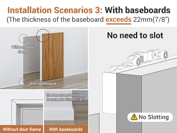 Concealed Sliding Barn Door Hardware with Soft Close Mechanism, Trackless Sliding Door Kit, Aluminum Hidden Track for Interior Wooden Door (Door is Not Included)