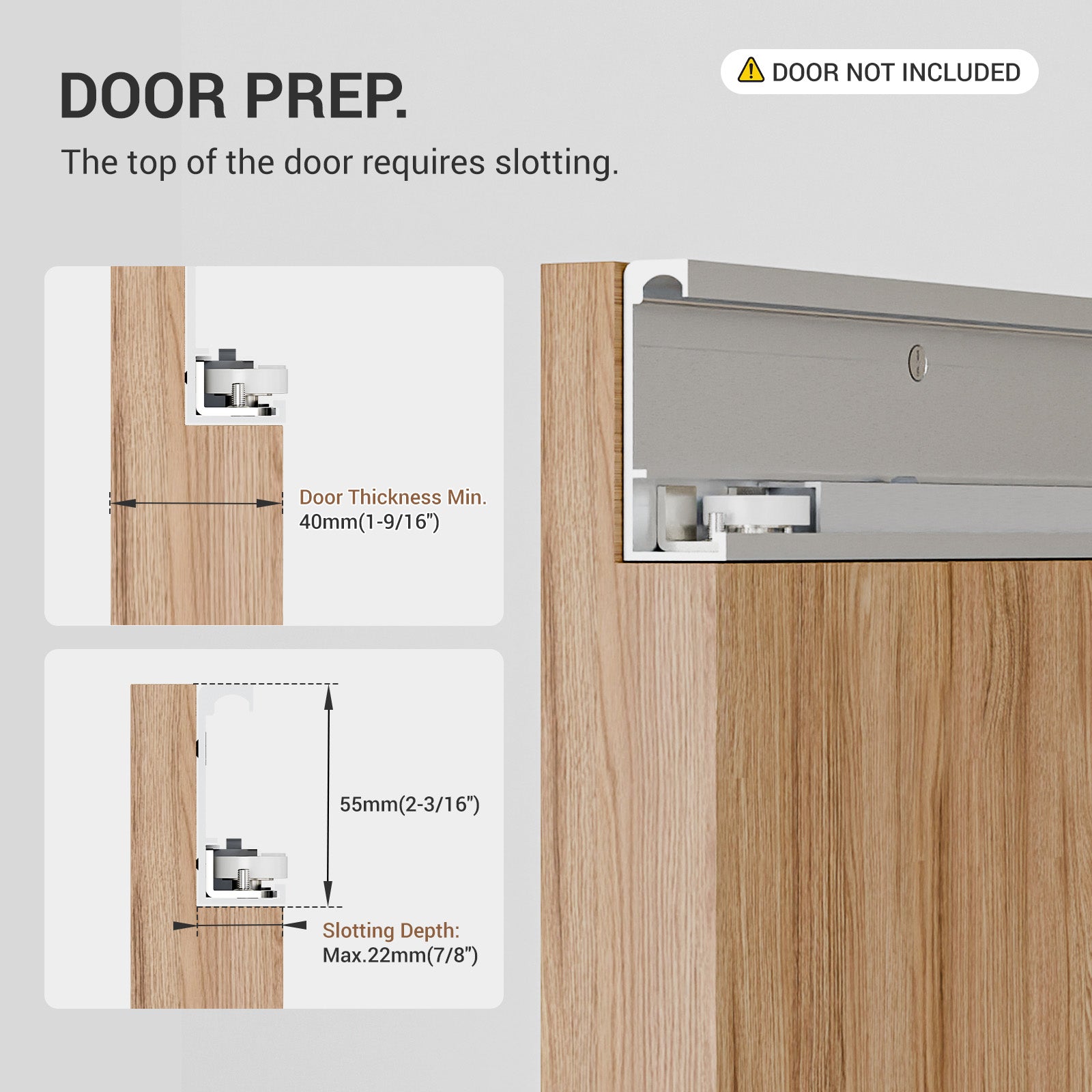 Concealed Sliding Barn Door Hardware with Soft Close Mechanism, Trackless Sliding Door Kit, Aluminum Hidden Track for Interior Wooden Door (Door is Not Included)