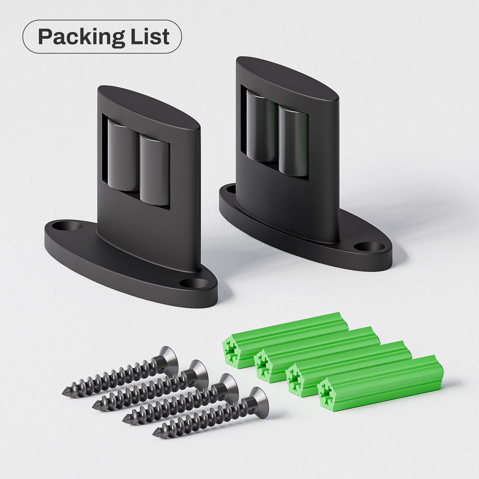 2Pack Sliding Barn Door Bottom Floor Guide, Double-Sided Roller Design, Aluminum Alloy with Smooth Roller, Sliding Door Guides Floor Mount, Black