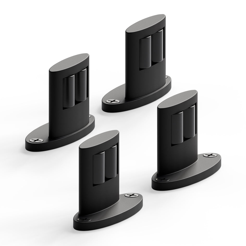 2Pack Sliding Barn Door Bottom Floor Guide, Double-Sided Roller Design, Aluminum Alloy with Smooth Roller, Sliding Door Guides Floor Mount, Black