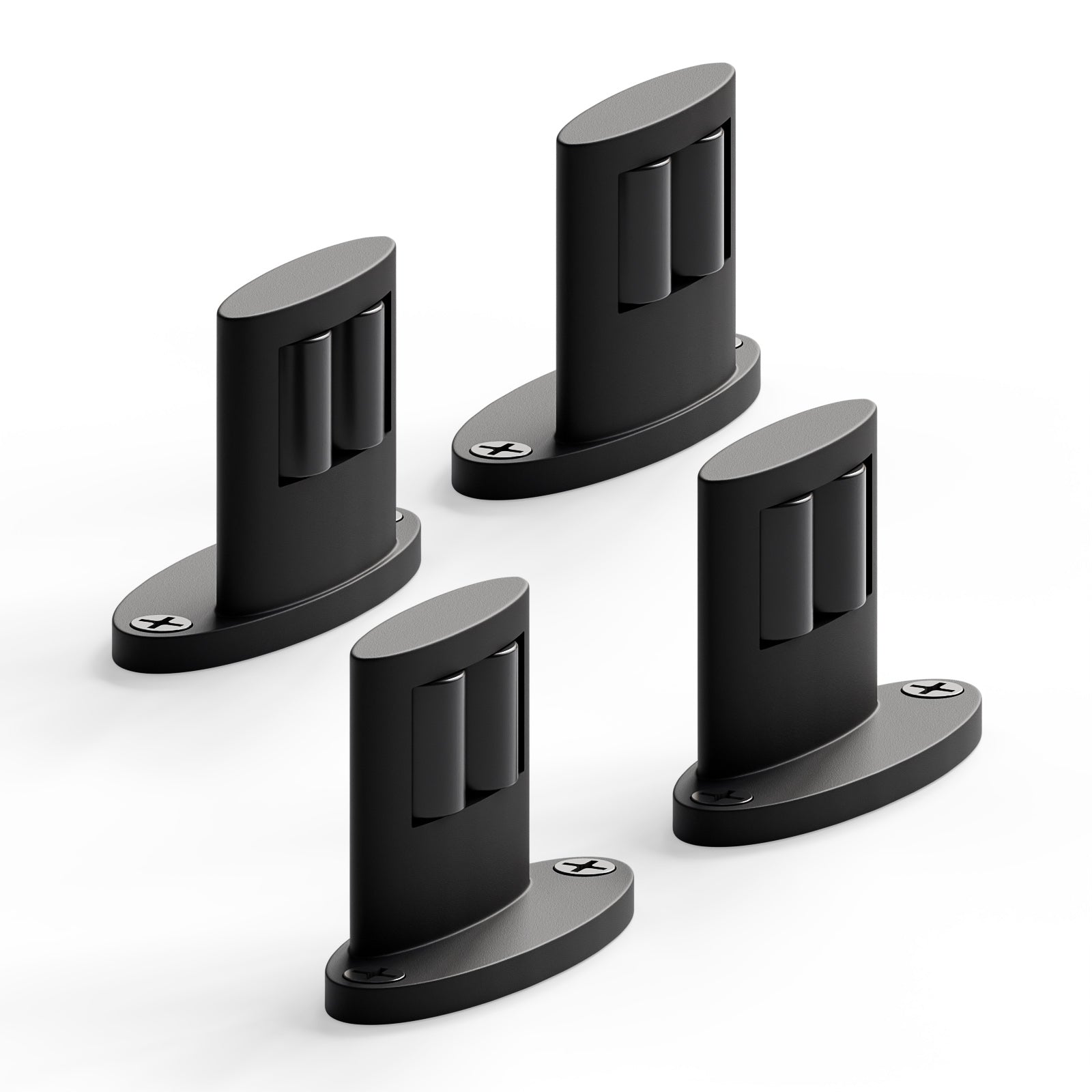 2Pack Sliding Barn Door Bottom Floor Guide, Double-Sided Roller Design, Aluminum Alloy with Smooth Roller, Sliding Door Guides Floor Mount, Black