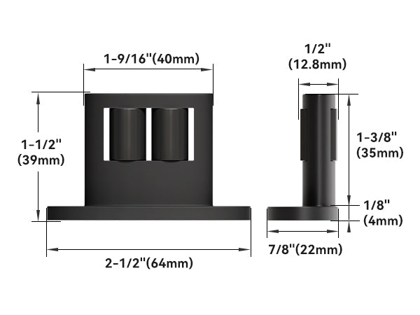 2Pack Sliding Barn Door Bottom Floor Guide, Double-Sided Roller Design, Aluminum Alloy with Smooth Roller, Sliding Door Guides Floor Mount, Black