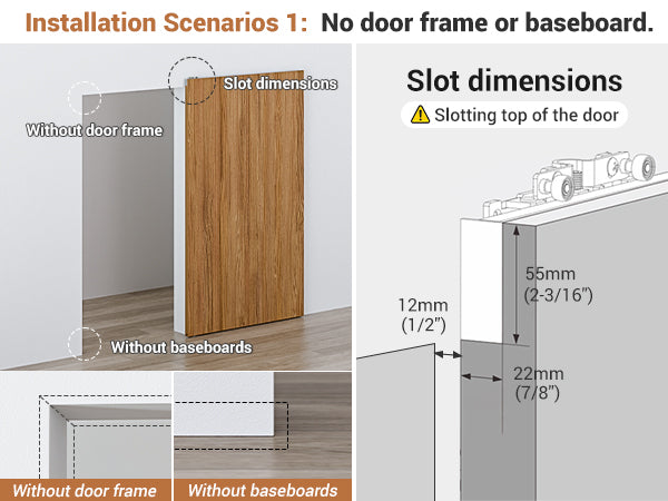 Concealed Sliding Barn Door Hardware with Soft Close Mechanism, Trackless Sliding Door Kit, Aluminum Hidden Track for Interior Wooden Door (Door is Not Included)