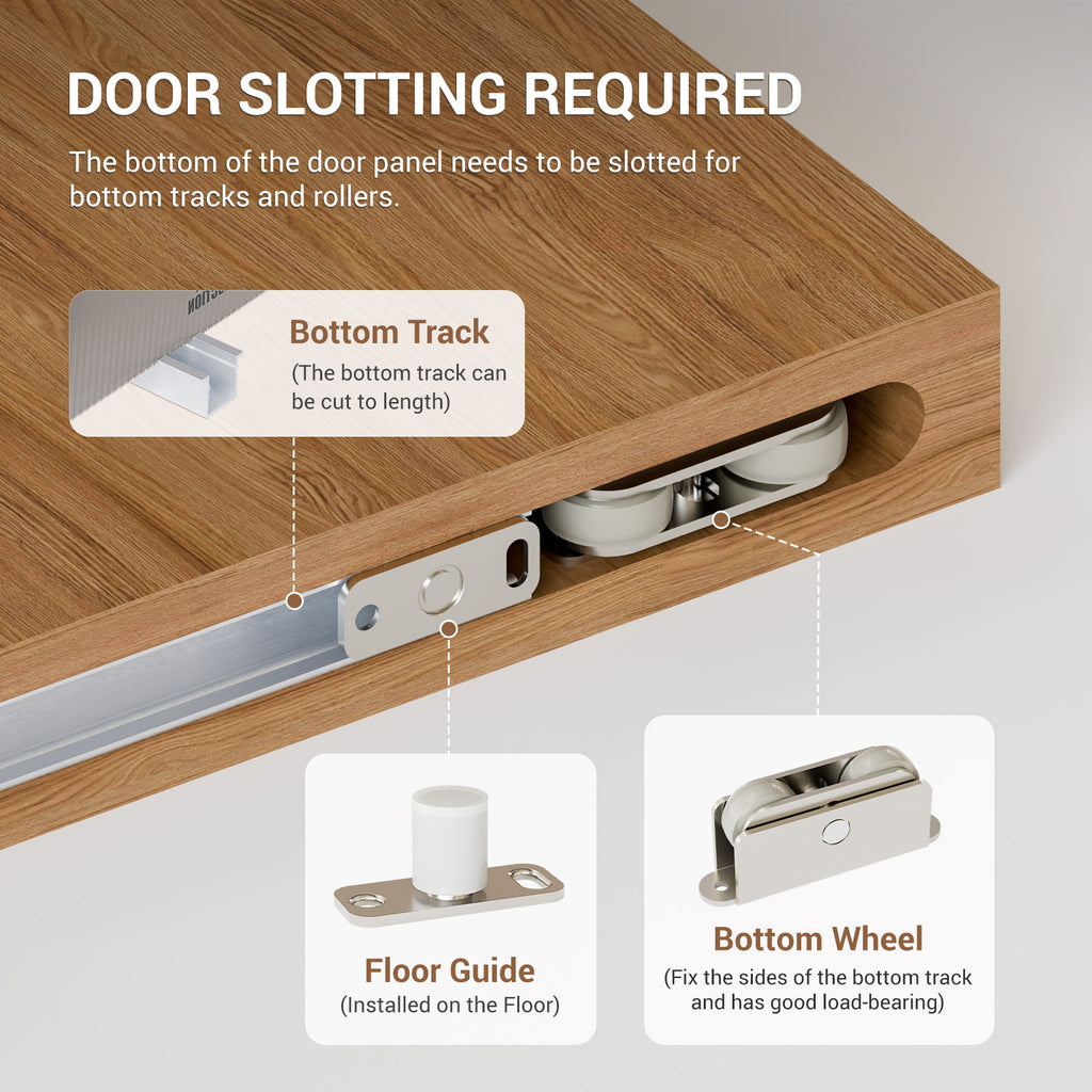 Concealed Sliding Barn Door Hardware with Soft Close Mechanism, Trackless Sliding Door Kit, Aluminum Hidden Track for Interior Wooden Door (Door is Not Included)