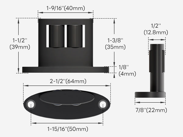 2Pack Sliding Barn Door Bottom Floor Guide, Double-Sided Roller Design, Aluminum Alloy with Smooth Roller, Sliding Door Guides Floor Mount, Black