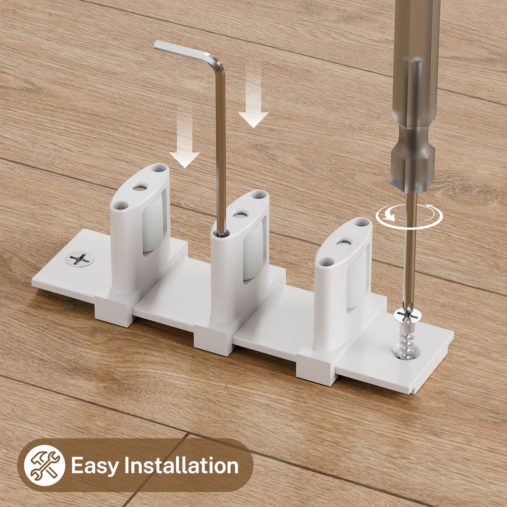 Sliding Closet Door Floor Guide, Sliding Door Guides Floor Mount for Double Bypass Door, Update Adjustable 3-Roller Design
