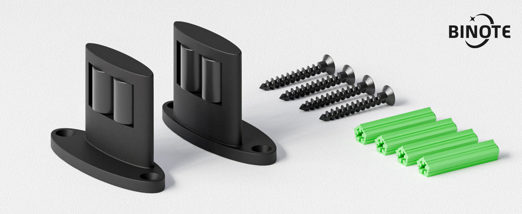 2Pack Sliding Barn Door Bottom Floor Guide, Double-Sided Roller Design, Aluminum Alloy with Smooth Roller, Sliding Door Guides Floor Mount, Black