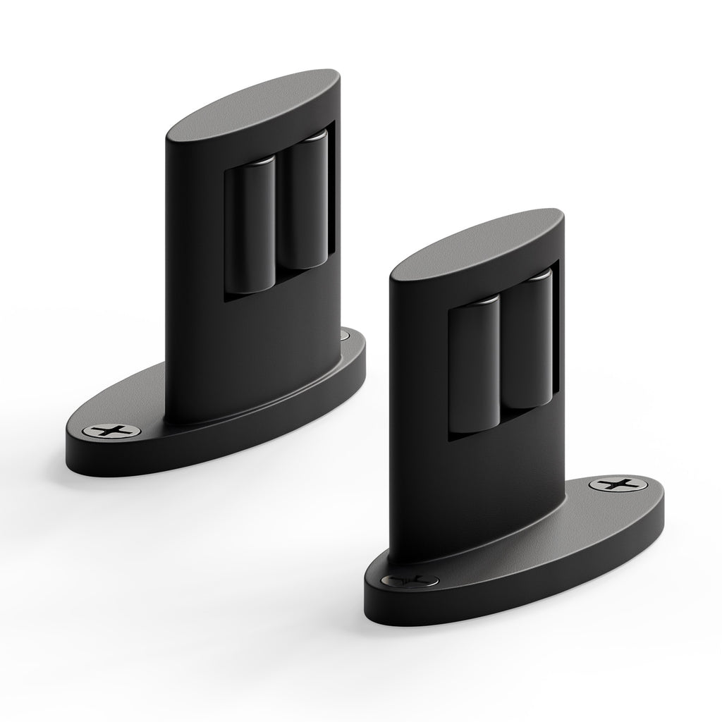 2Pack Sliding Barn Door Bottom Floor Guide, Double-Sided Roller Design, Aluminum Alloy with Smooth Roller, Sliding Door Guides Floor Mount, Black